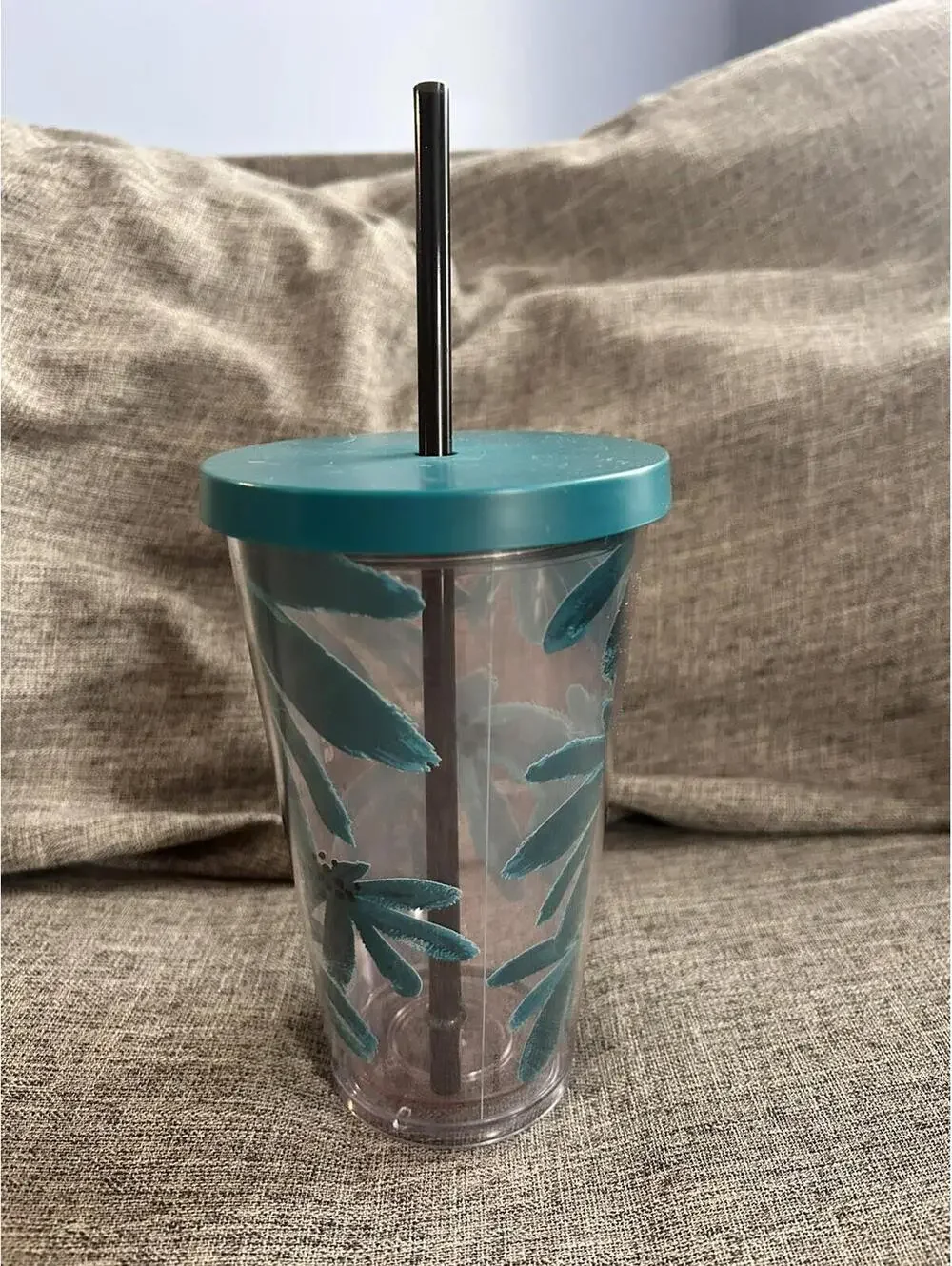 Starbucks Blue Palm Chamomile Flower 16oz Grande Cold Cup Acrylic Tumbler